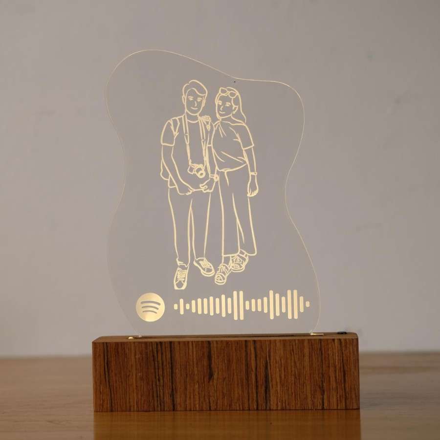 An acrylic plaque with custom illustration and a special playlist barcode can be a meaningful parting gift for your loved one