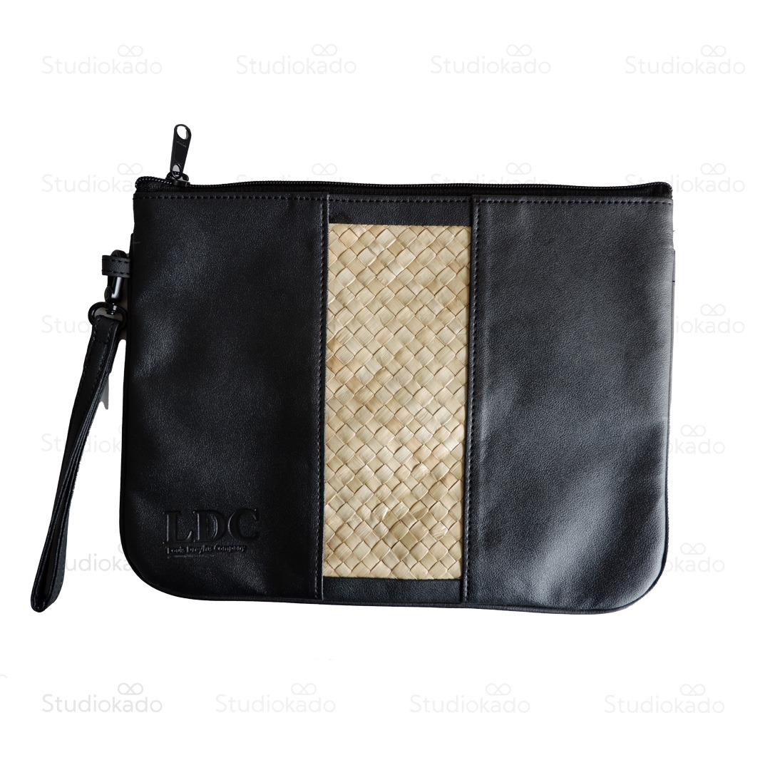 leather pouch with woven