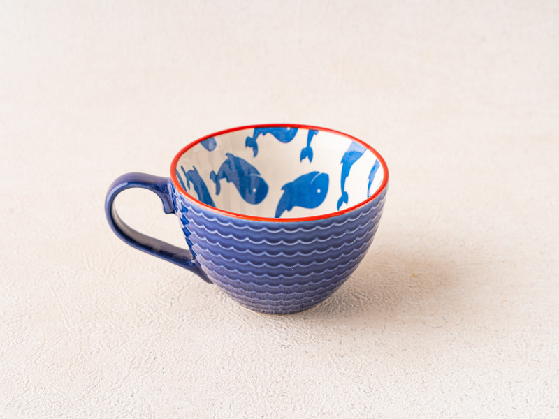 Ceramic Tea Cup (Red-Blue)