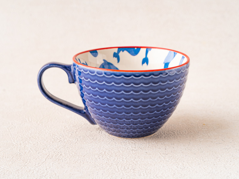 Ceramic Tea Cup (Red-Blue)